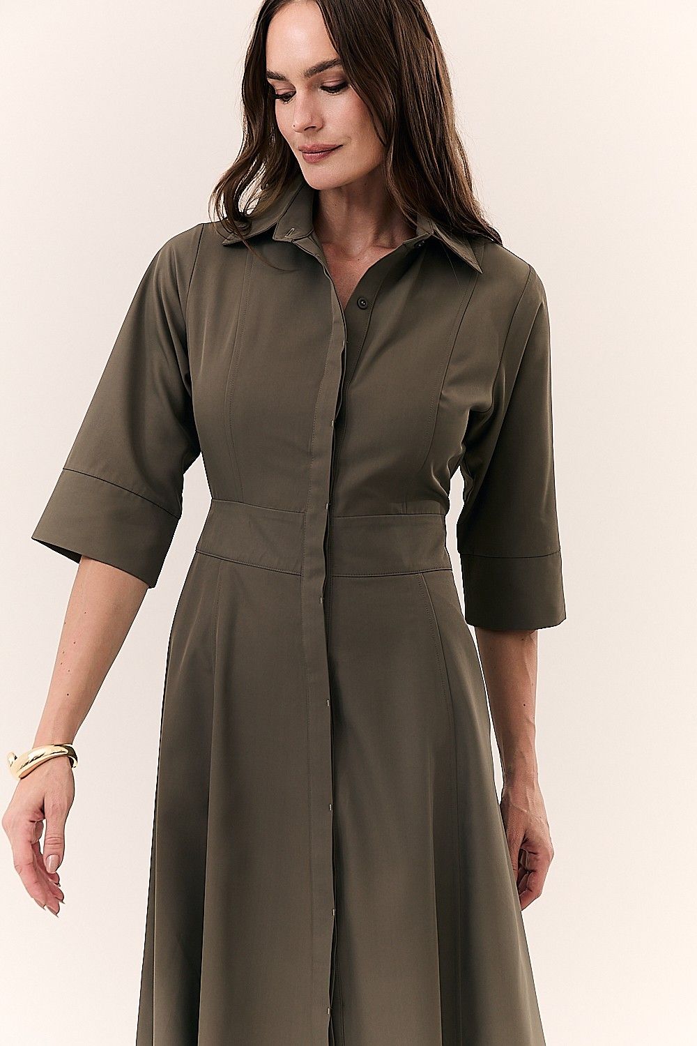 Vestido Midi Chemise Detalhe Botões Daniela
