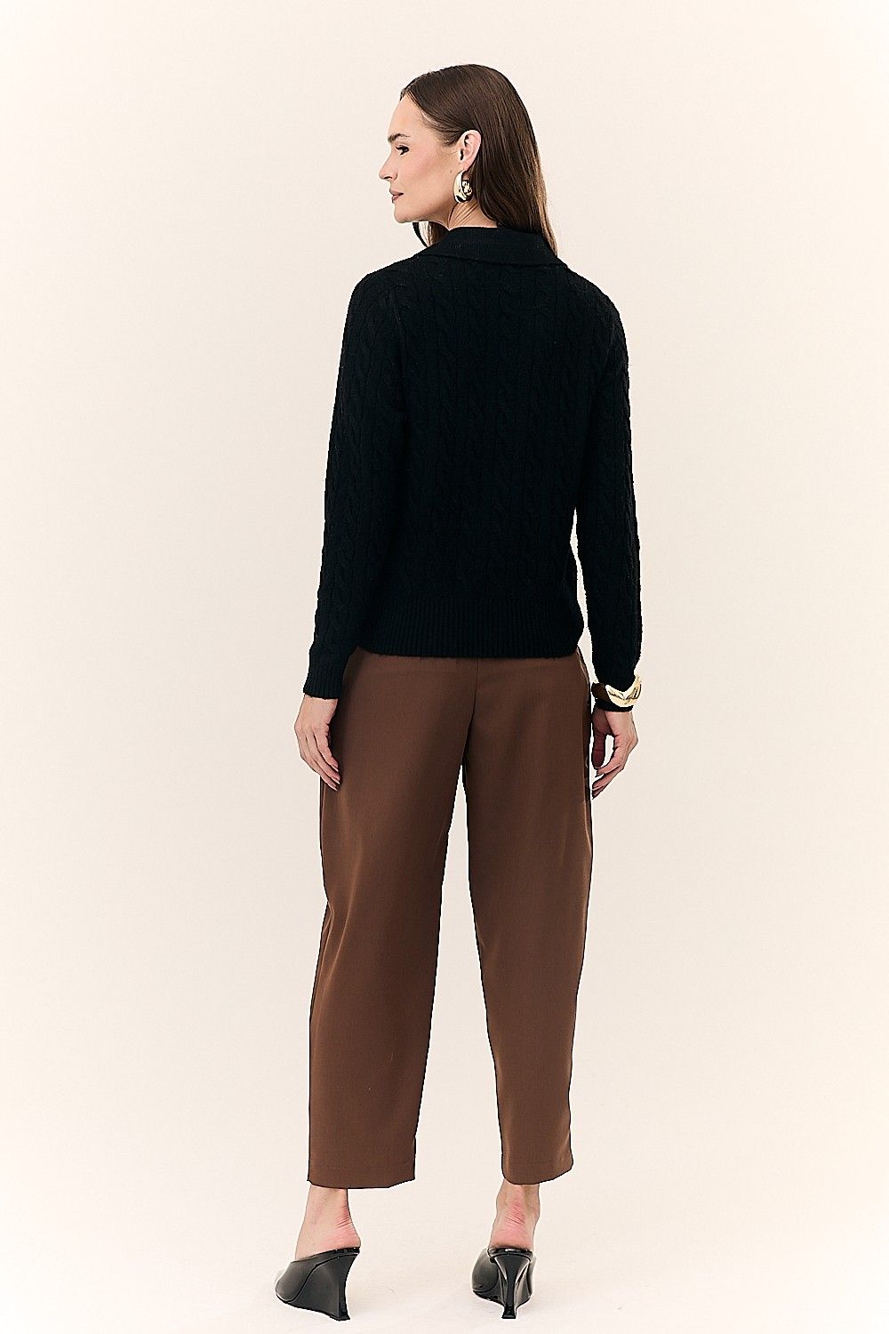 Tricot Texturizado Manga Longa e Gola Polo Jennifer