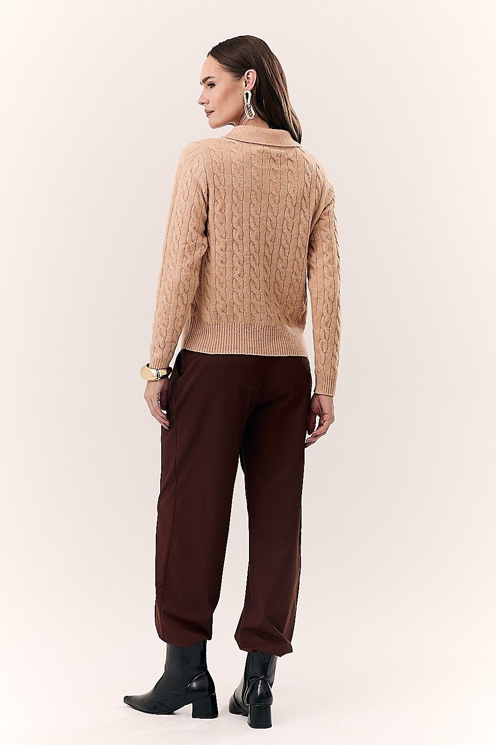 Tricot Texturizado Manga Longa e Gola Polo Jennifer