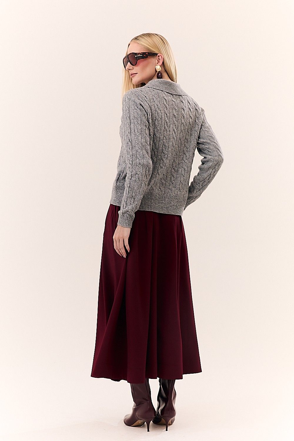 Tricot Texturizado Manga Longa e Gola Polo Jennifer