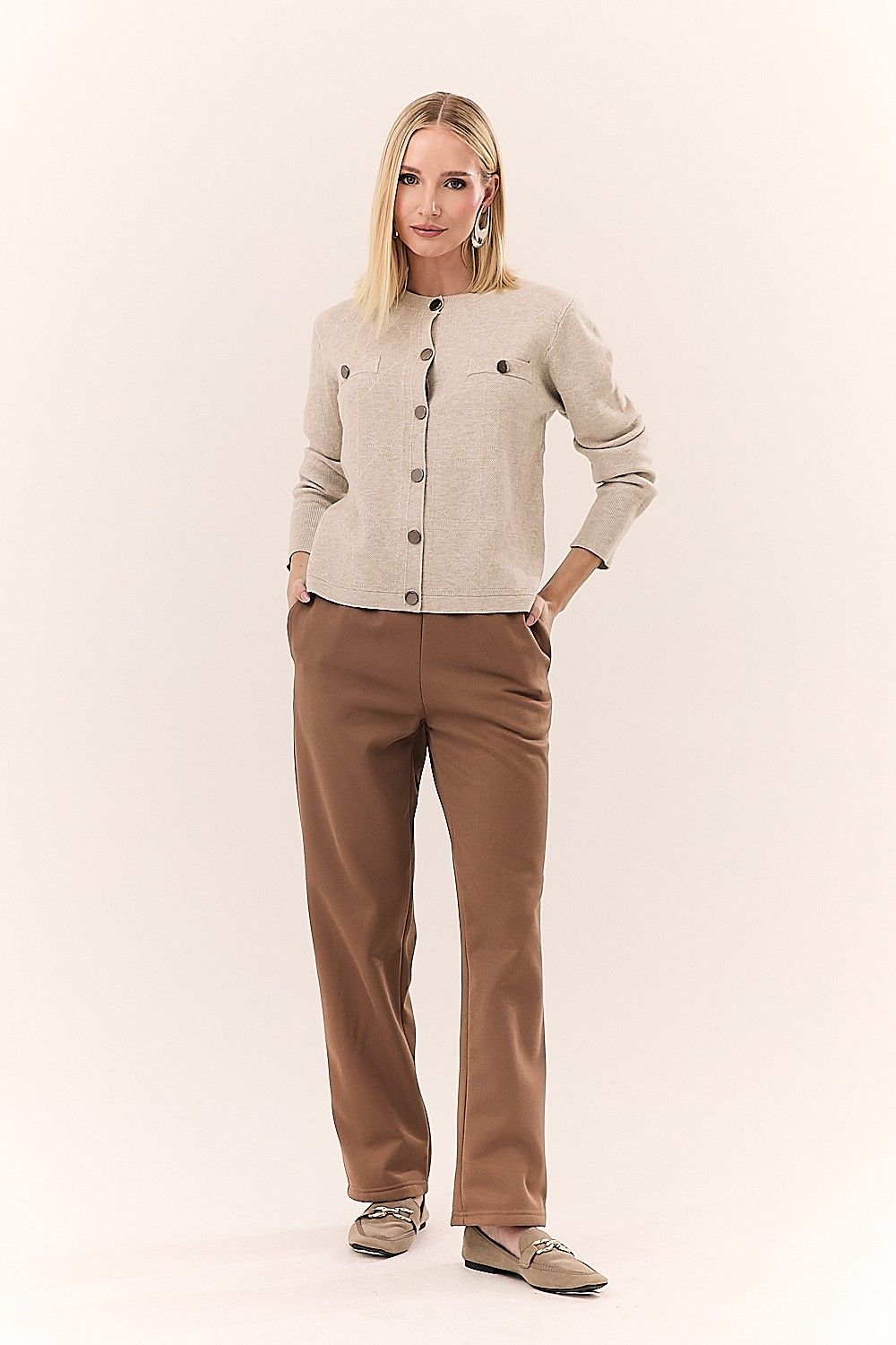 Casaco Feminino Clássico Tricot com Botões Nataly