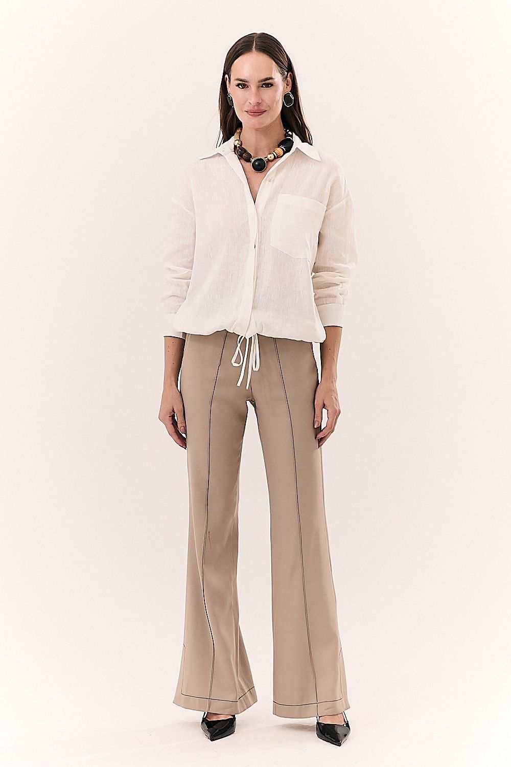 Camisa Feminina Linho Puro com Bolso Sara