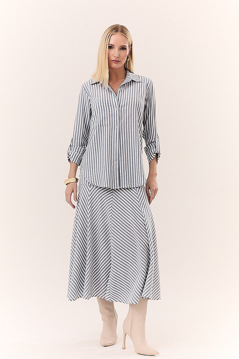 Camisa Listrada com Bolso Giullia