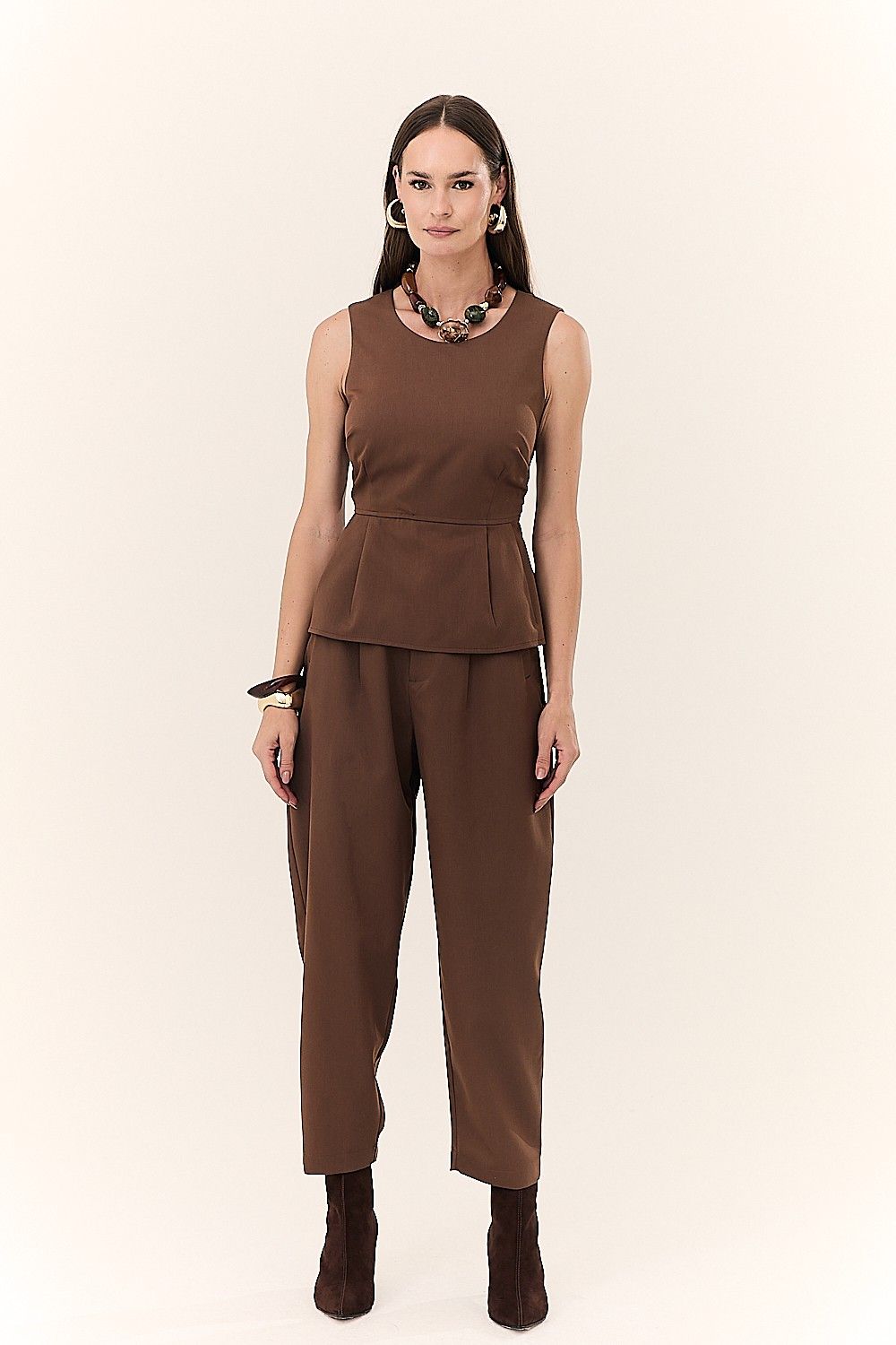 Calça Barrel Feminina com Pregas Simone