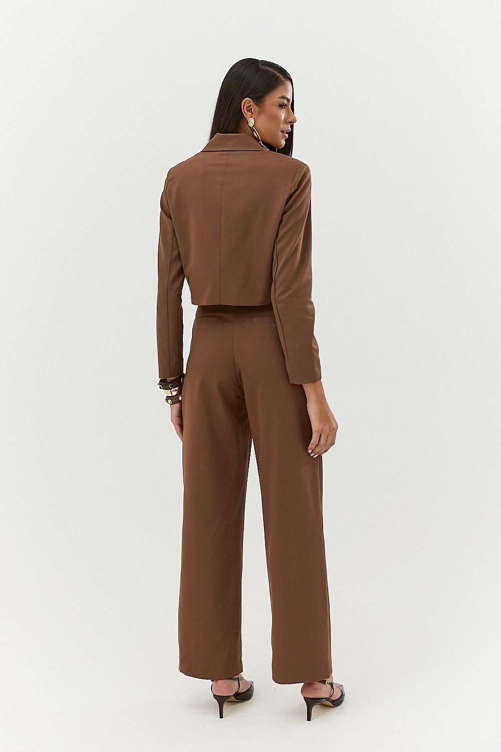 Calça Pantalona Feminina Friso e Detalhe Cós Simone