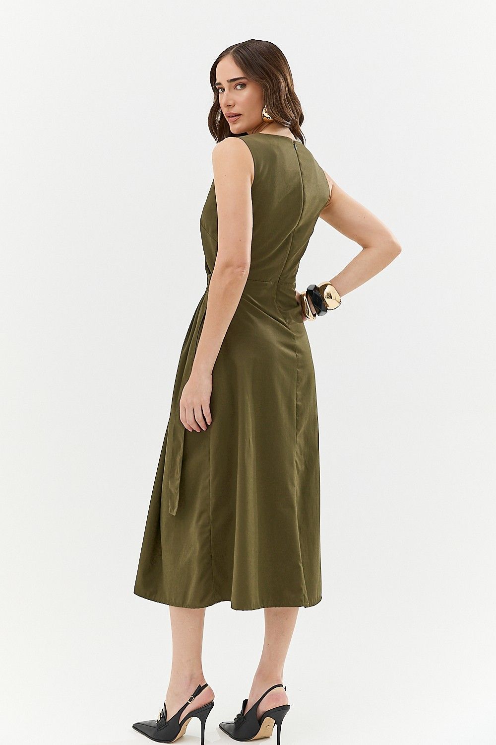 Vestido Midi com Amarração Roxy
