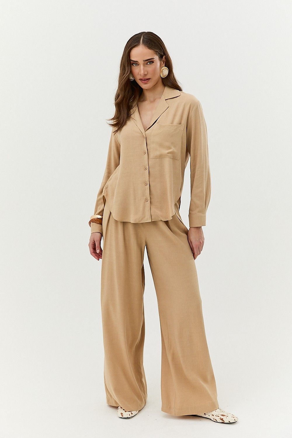 Calça Pantalona Feminina com Pregas Isabela
