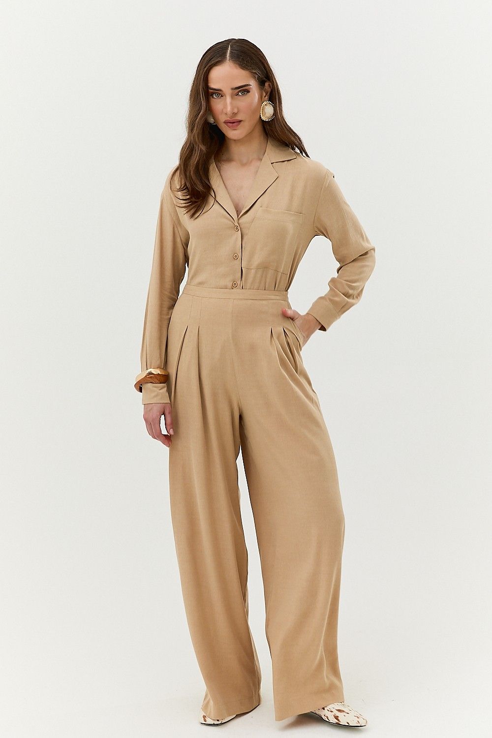 Calça Pantalona Feminina com Pregas Isabela