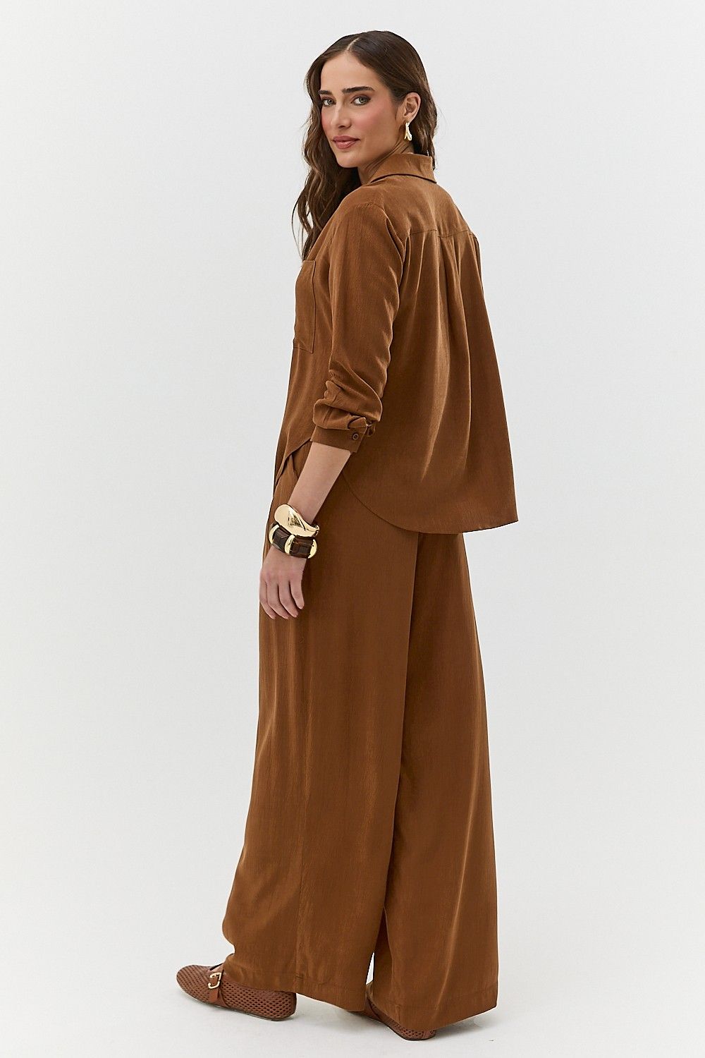 Calça Pantalona Feminina com Pregas Isabela