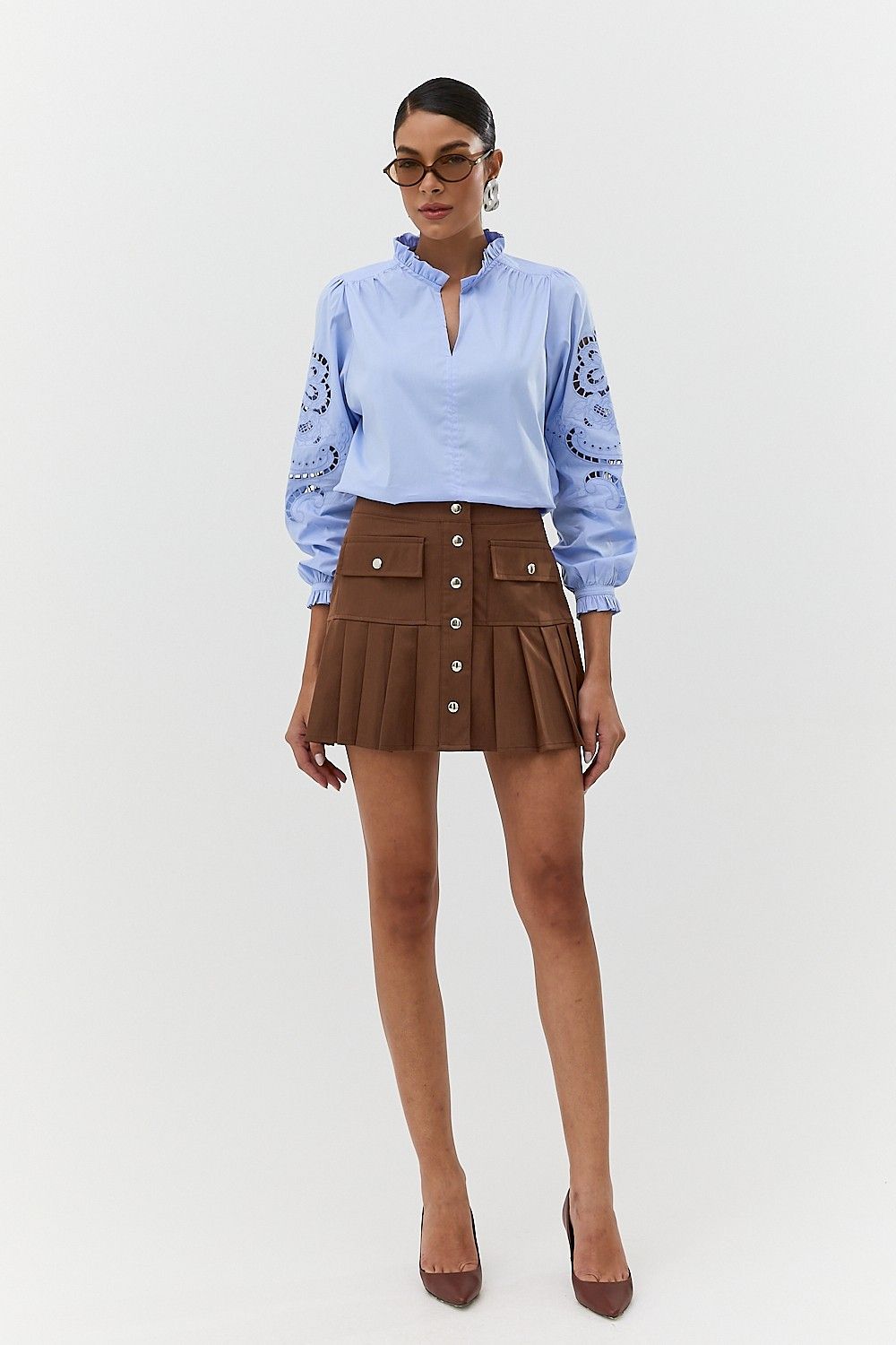 Blusa Tricoline Feminina com Detalhe Bordado Nina