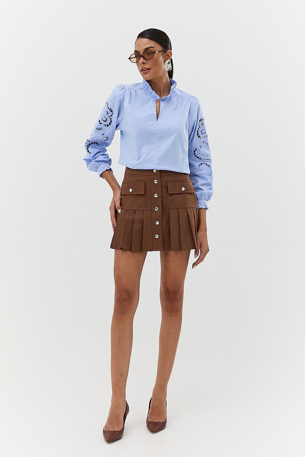 Blusa Tricoline Feminina com Detalhe Bordado Nina