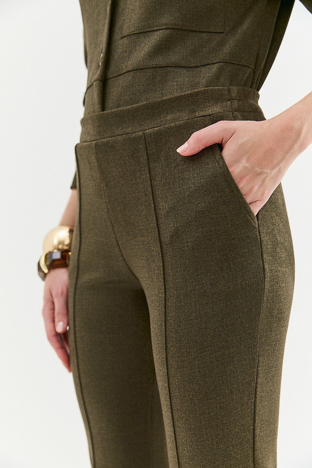 Calça Reta Feminina Friso Flannel Cintia