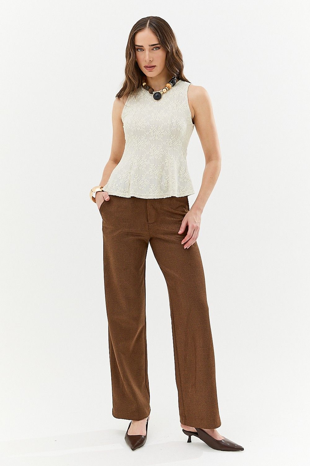 Calça Reta Feminina Flannel Cintia