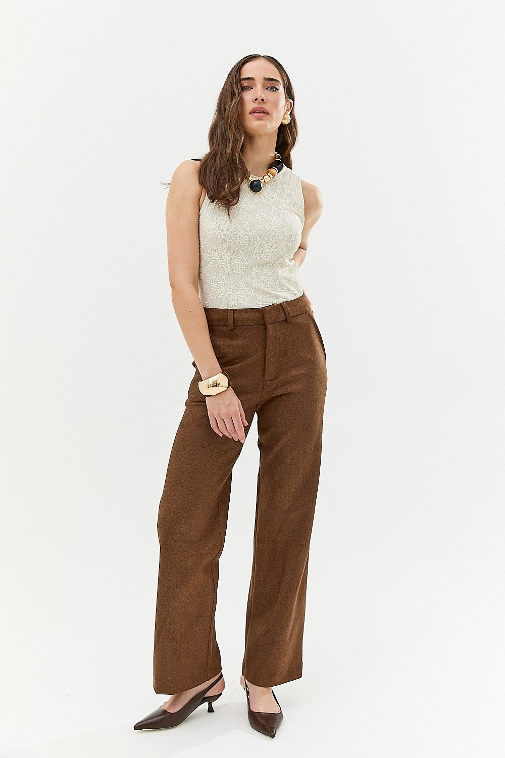 Calça Reta Feminina Flannel Cintia