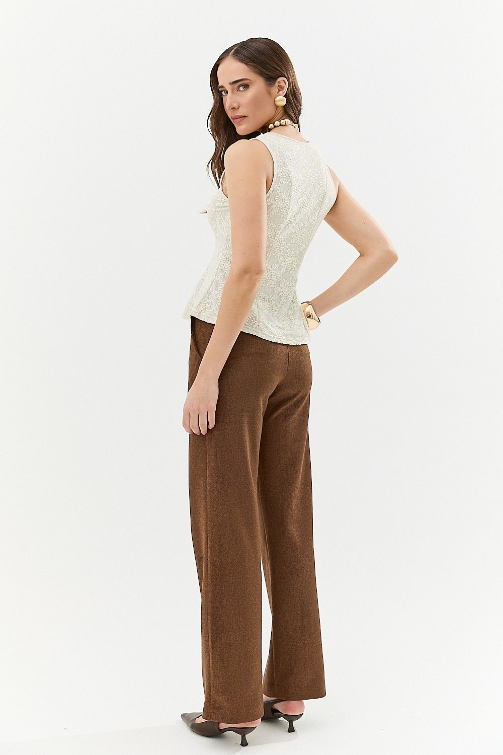 Calça Reta Feminina Flannel Cintia