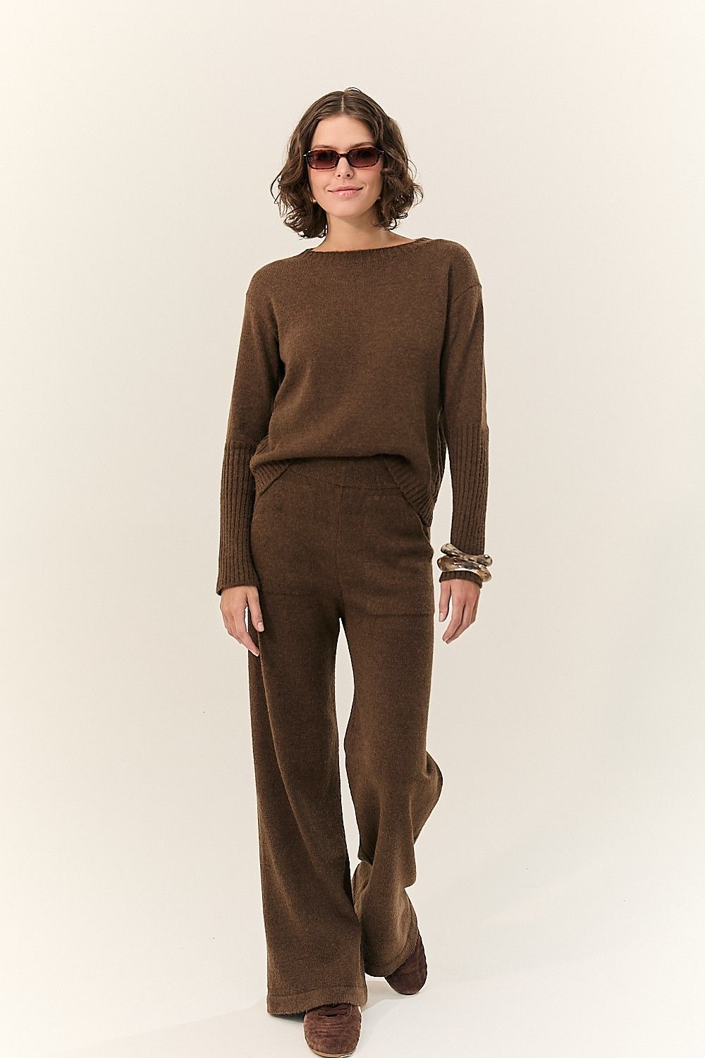 Calça Feminina Tricot Mara Wide Leg