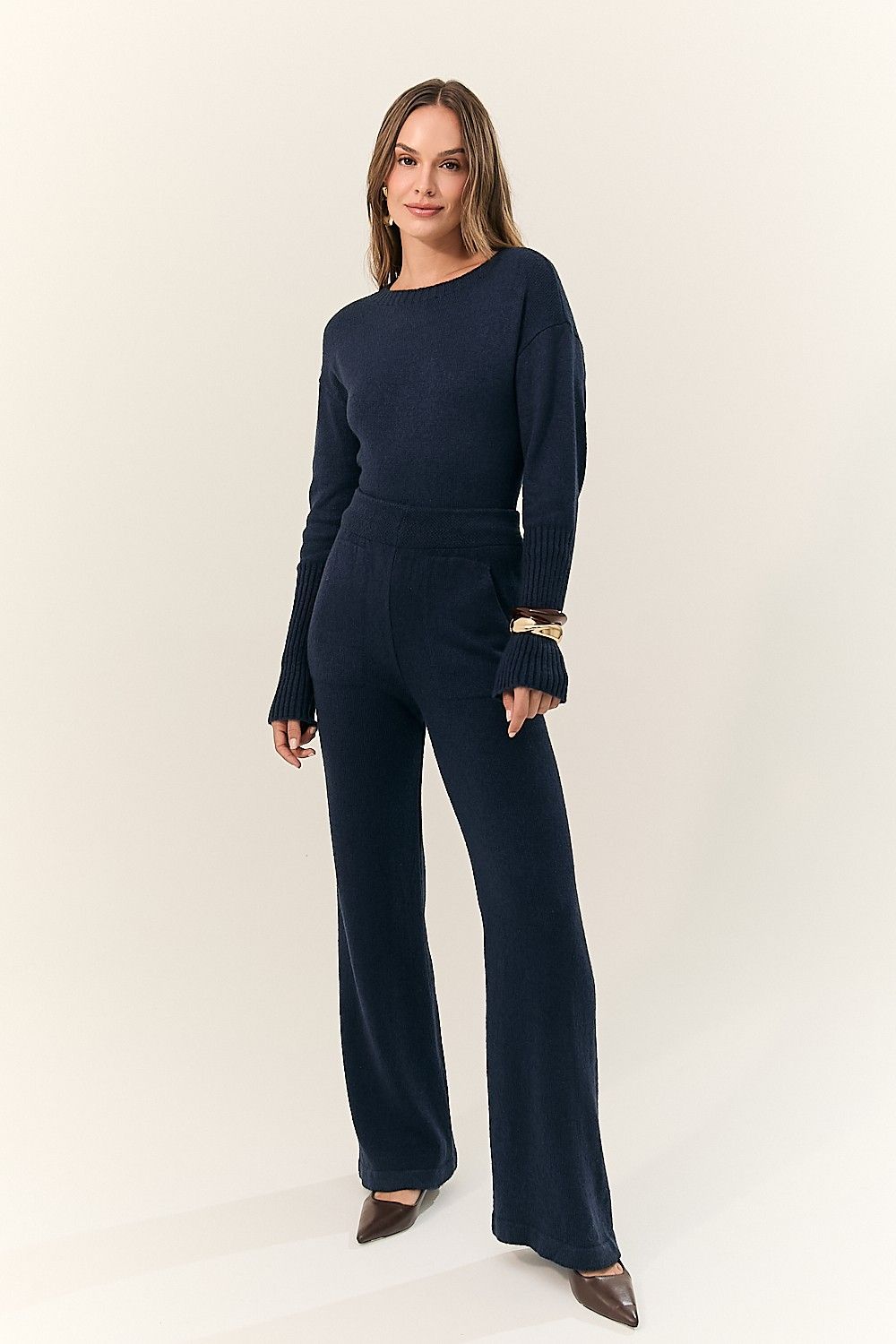 Calça Feminina Tricot Mara Wide Leg