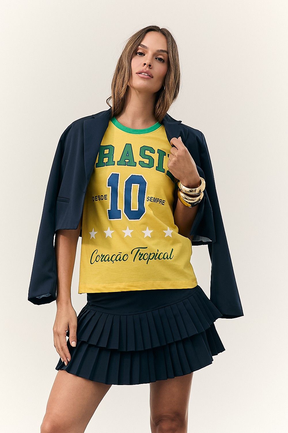 Camiseta Brasil Tropical Amarelo