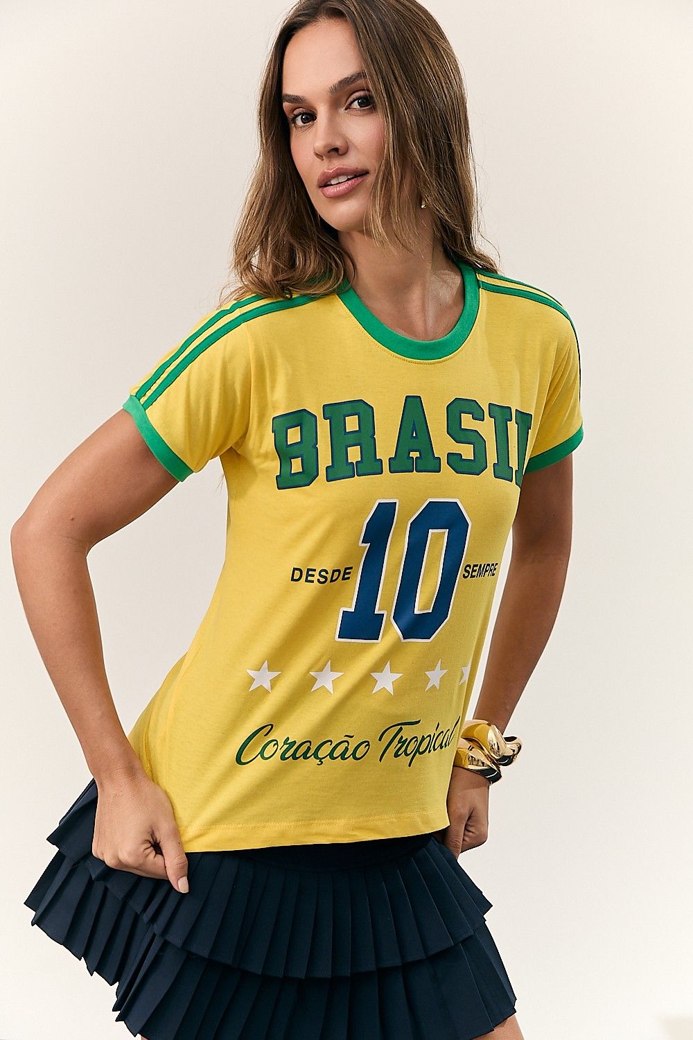 Camiseta Brasil Tropical Amarelo