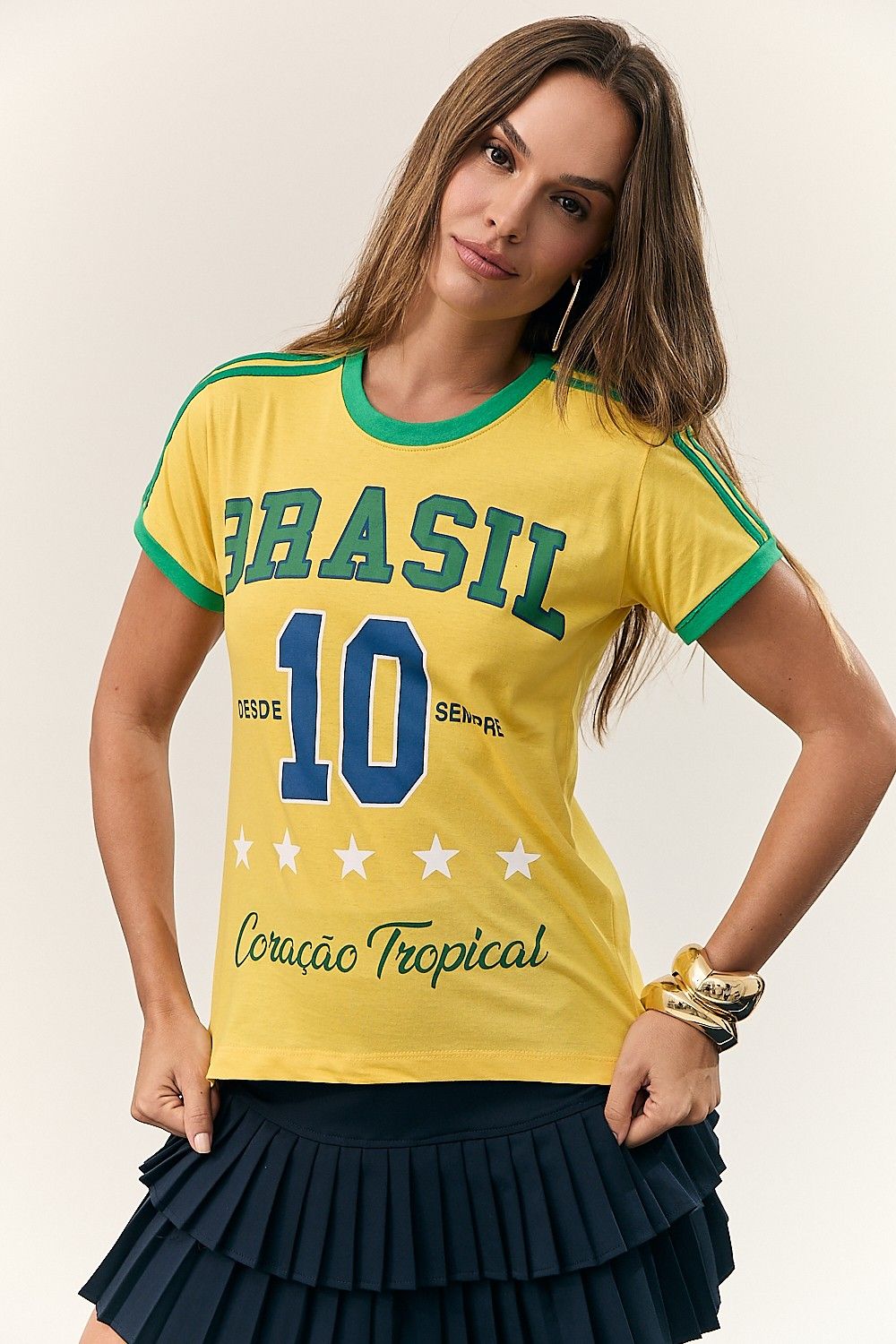 Camiseta Brasil Tropical Amarelo