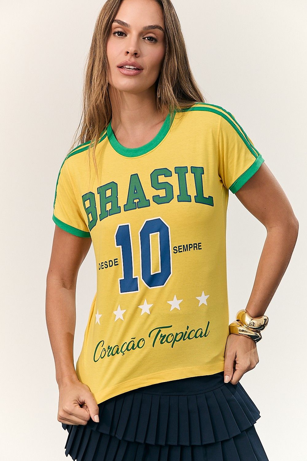 Camiseta Brasil Tropical Amarelo