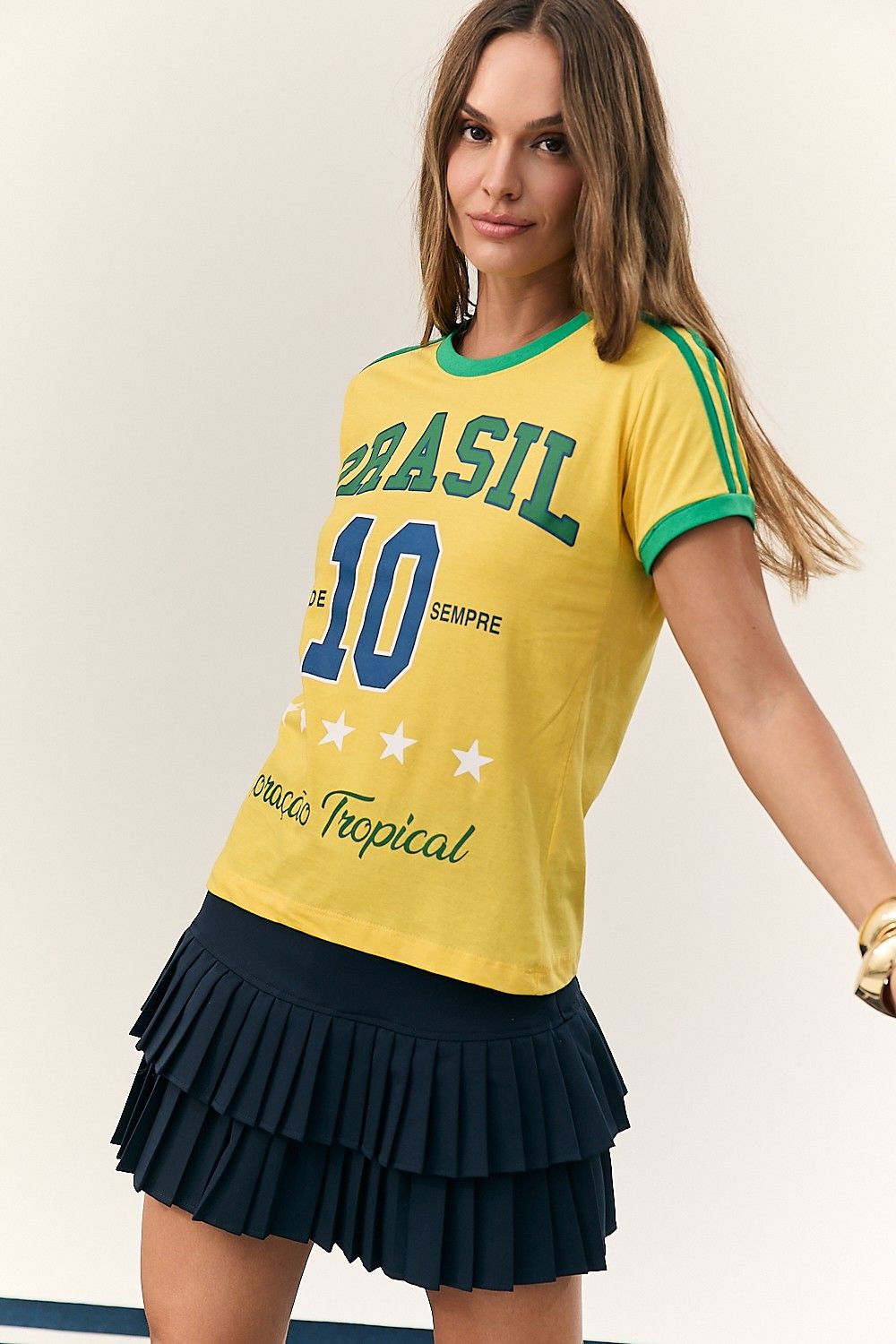 Camiseta Brasil Tropical Amarelo