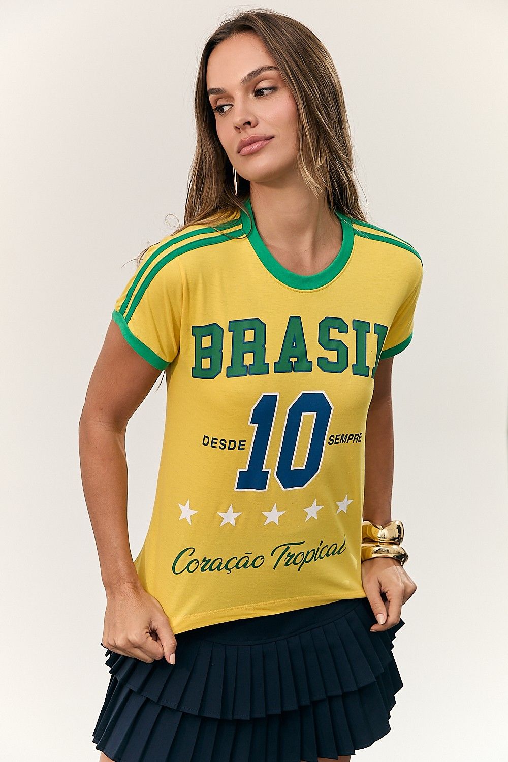 Camiseta Brasil Tropical Amarelo