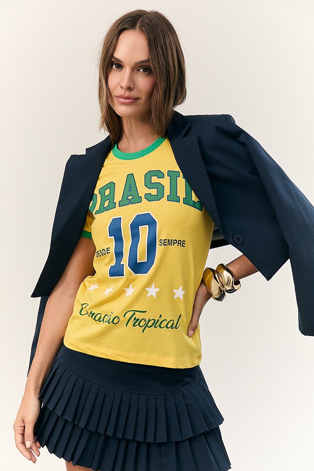 Camiseta Brasil Tropical Amarelo