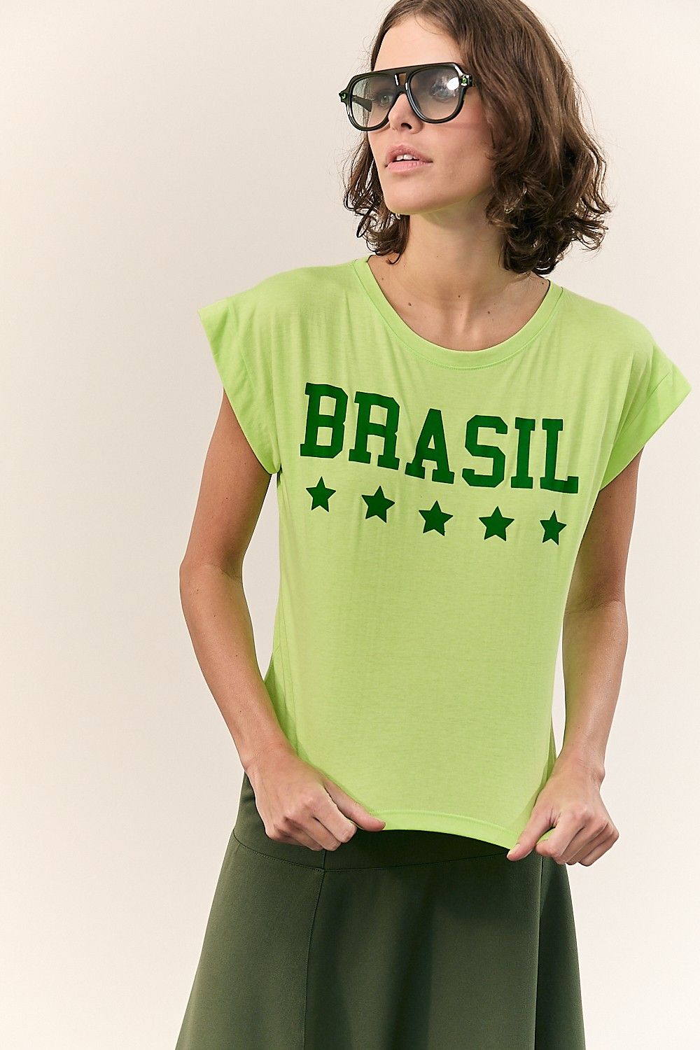 Camiseta Brasil Amarelo Neon
