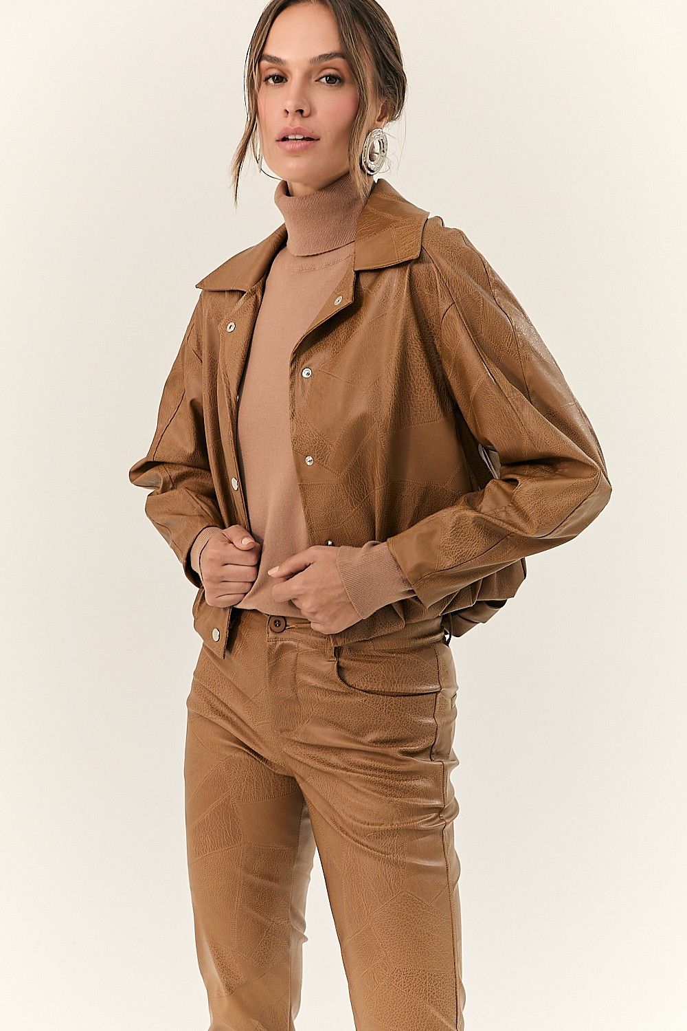 Jaqueta Bomber Like Leather Texturizado Eliane