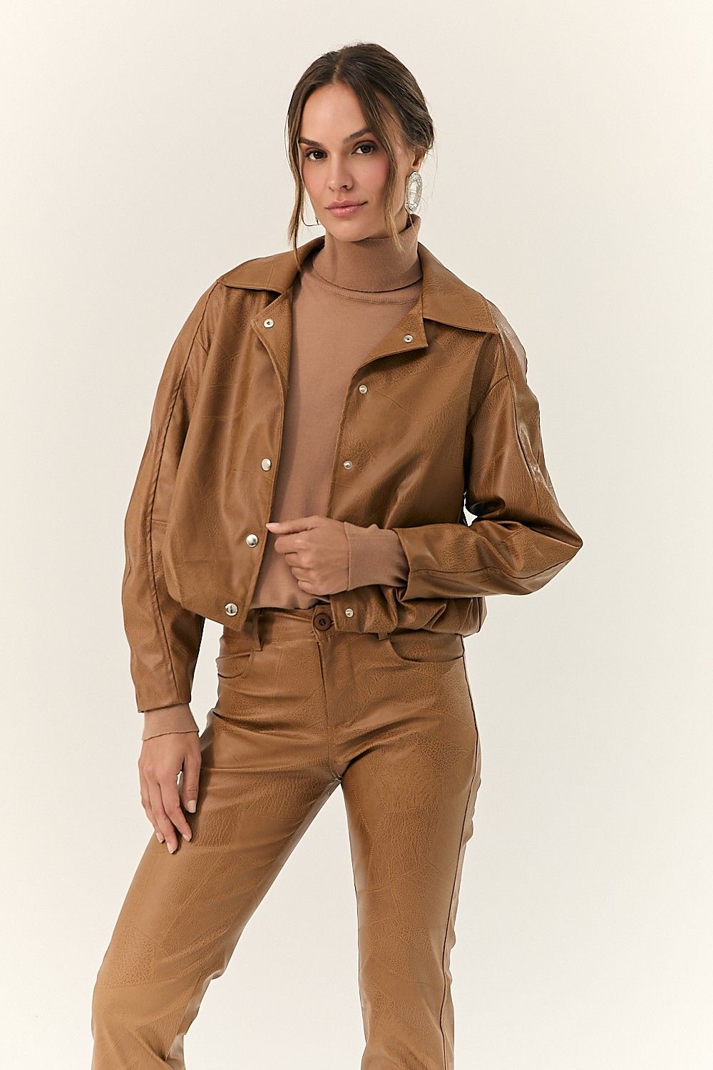 Jaqueta Bomber Like Leather Texturizado Eliane