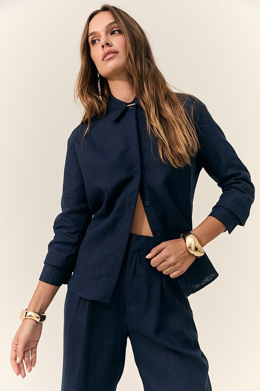 Camisa Feminina Clássica Puro Linho Carol 