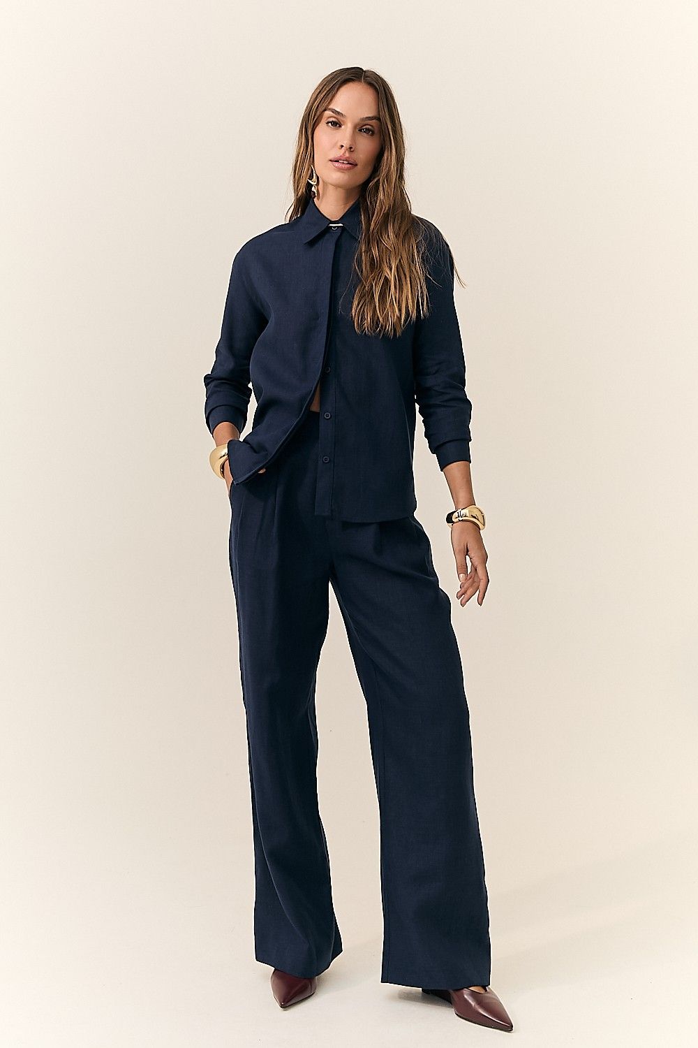 Camisa Feminina Clássica Puro Linho Carol 