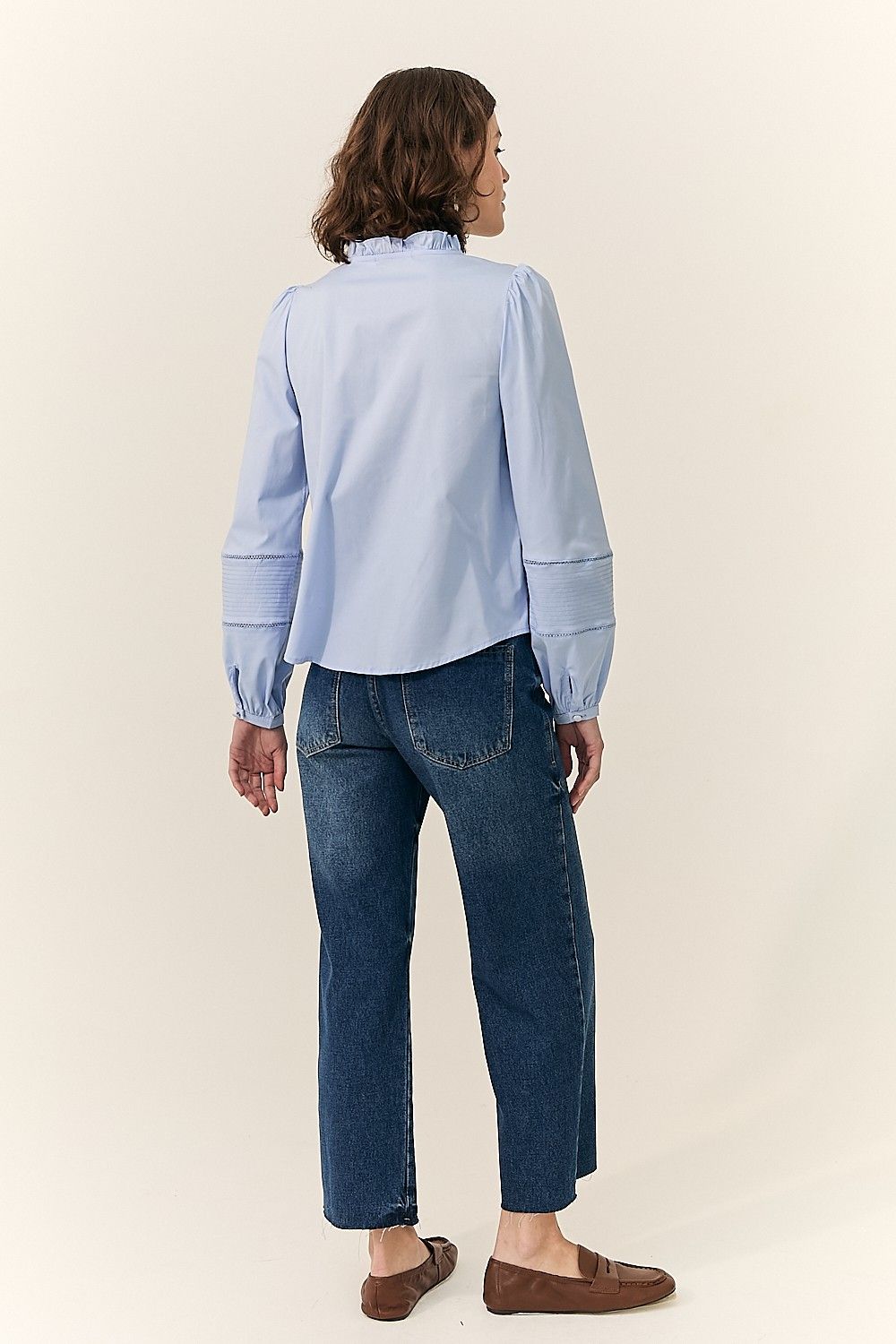Camisa Tricoline com Botões e Renda Nina