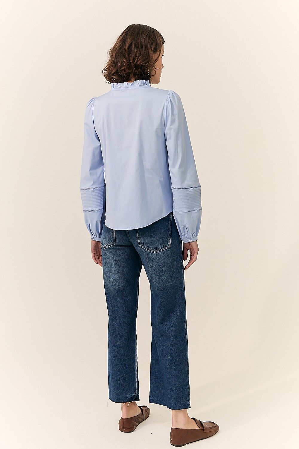 Camisa Tricoline com Botões e Renda Nina