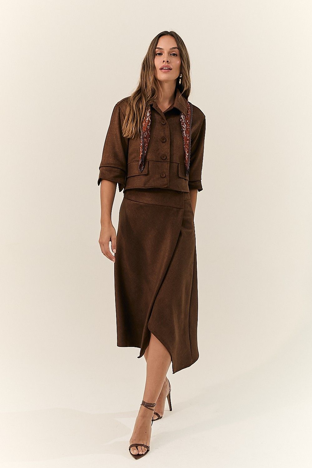 Saia Midi Transpassada Flannel Vanessa