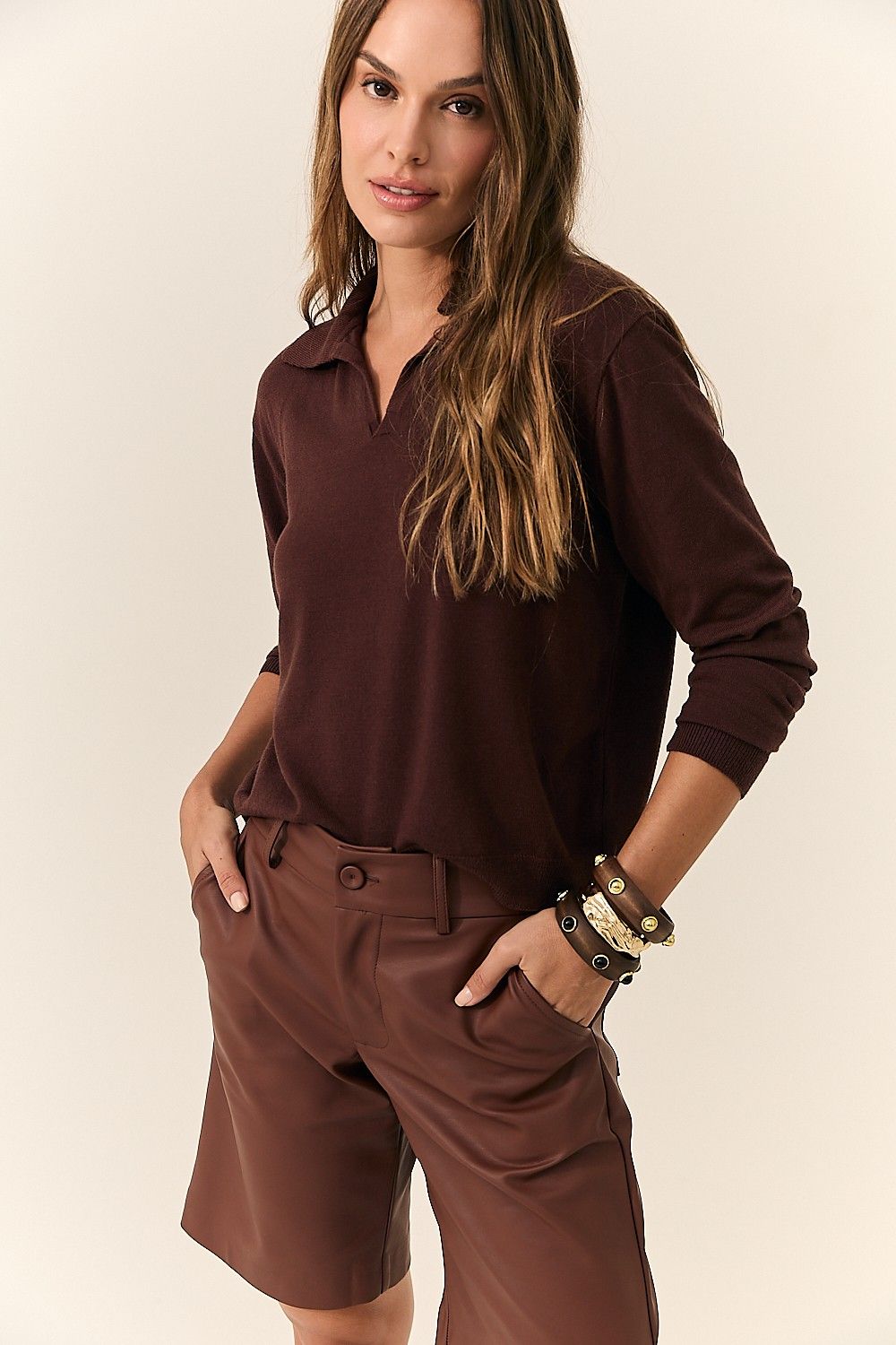 Blusa Feminina Tricot Léia Gola Polo
