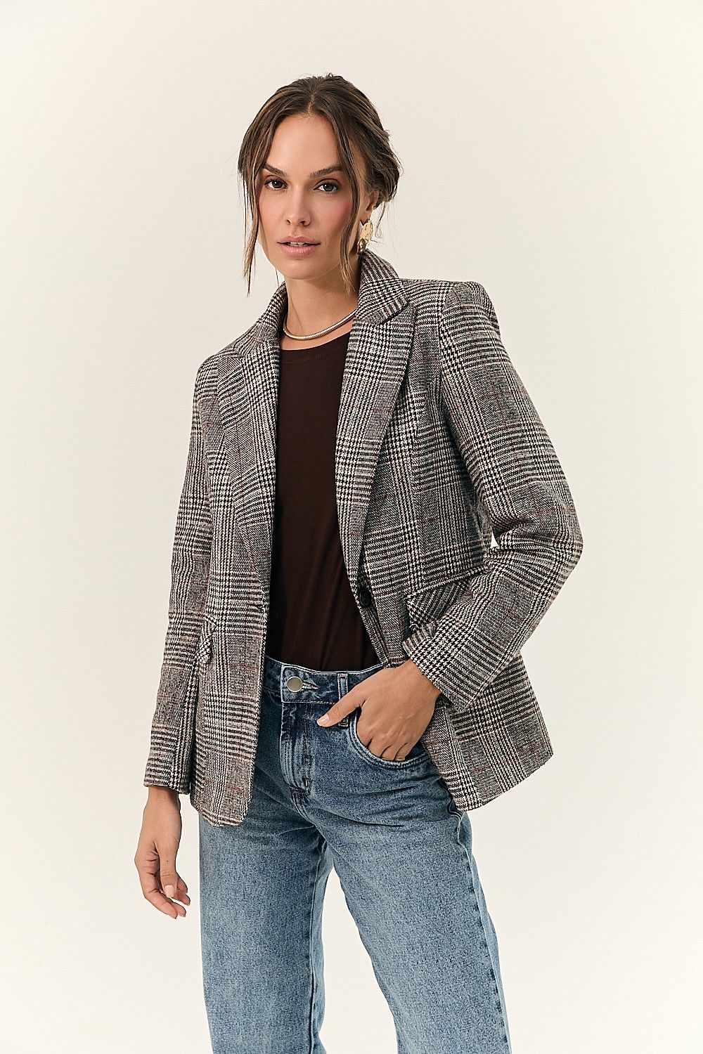 Blazer Feminino Xadrez Alfaiataria Miranda