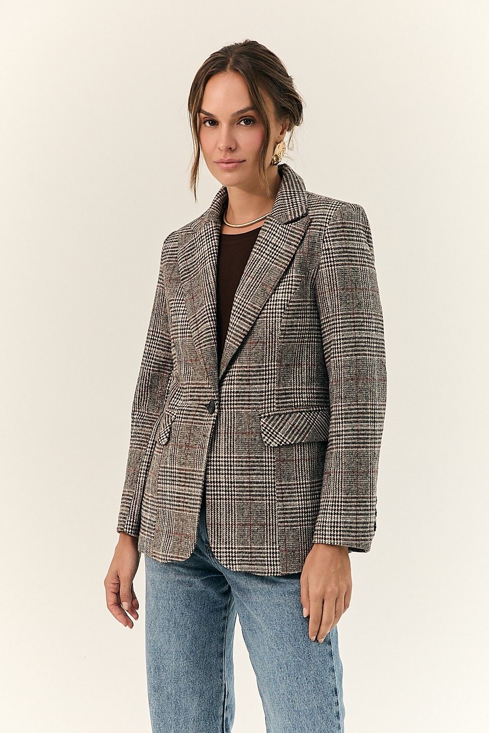 Blazer Feminino Xadrez Alfaiataria Miranda