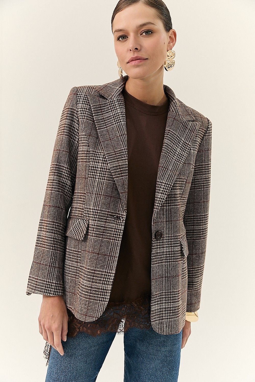 Blazer Feminino Xadrez Alfaiataria Miranda