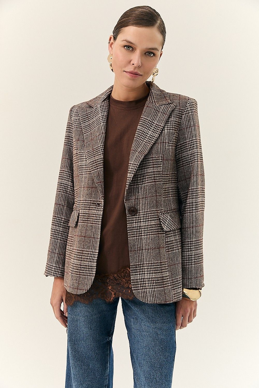 Blazer Feminino Xadrez Alfaiataria Miranda