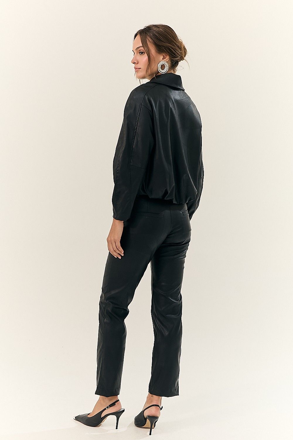 Calça Reta Like Leather Texturizado Desiree