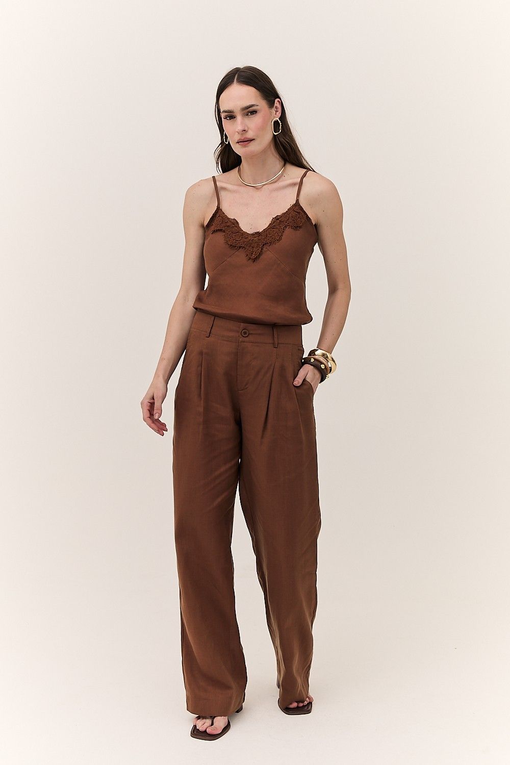 Calça Feminina Reta Linho Liocel Antonieta