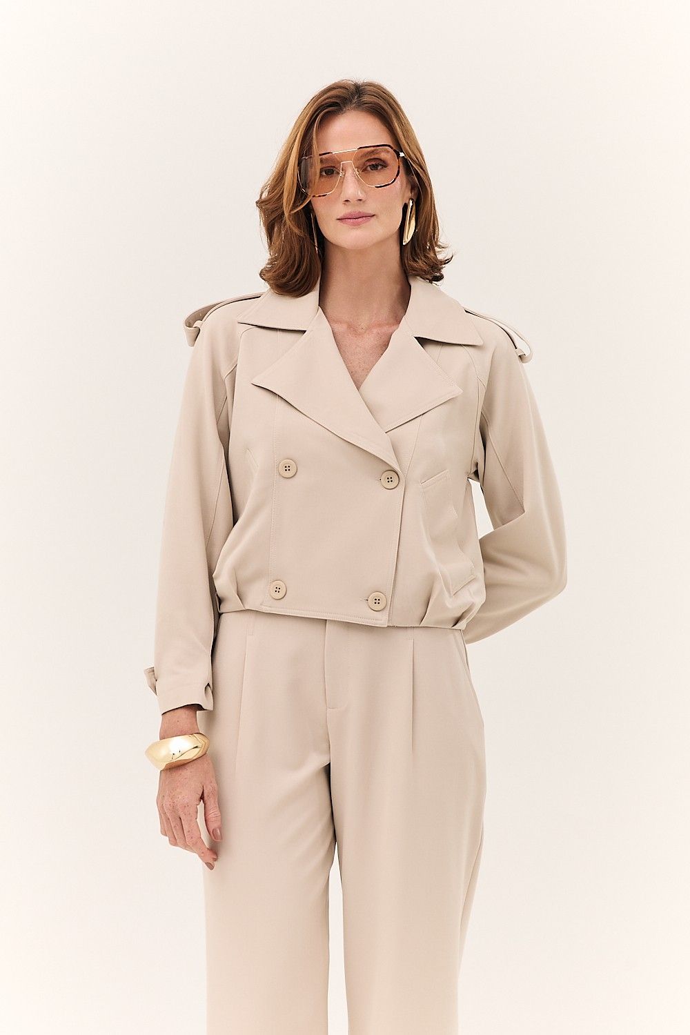 Jaqueta Trench Coat Transpassada Cecília 