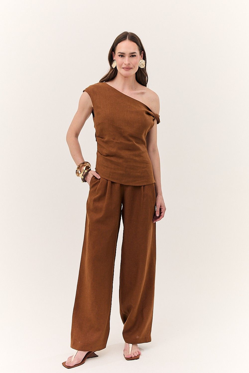 Blusa Feminina Decote Assimétrico Linho Puro Alba 