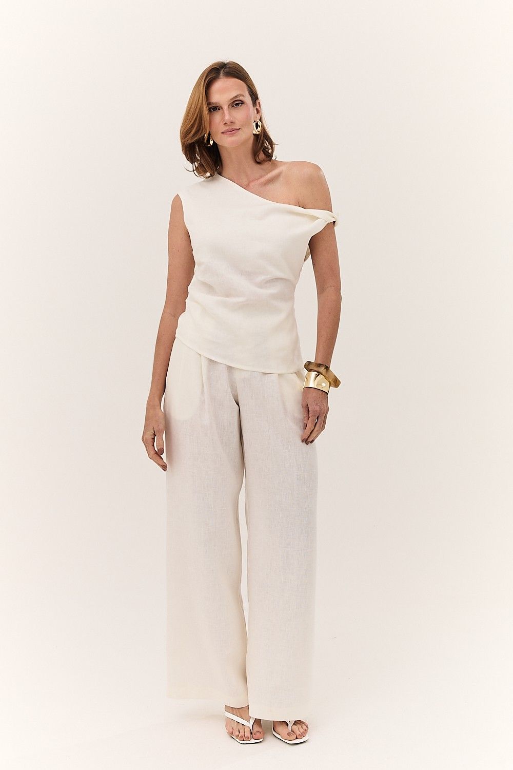 Blusa Feminina Decote Assimétrico Linho Puro Alba 