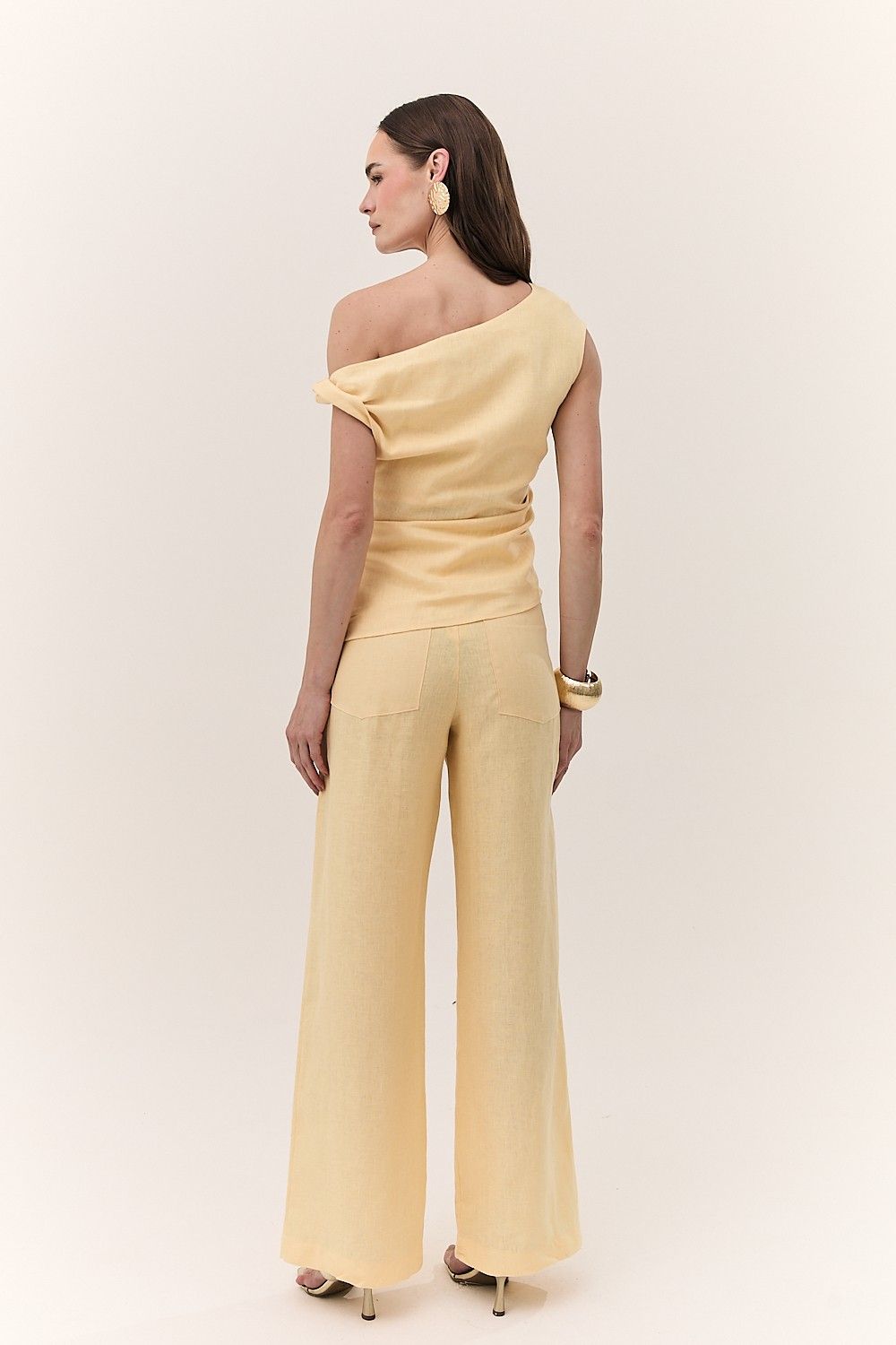 Blusa Feminina Decote Assimétrico Linho Puro Alba 