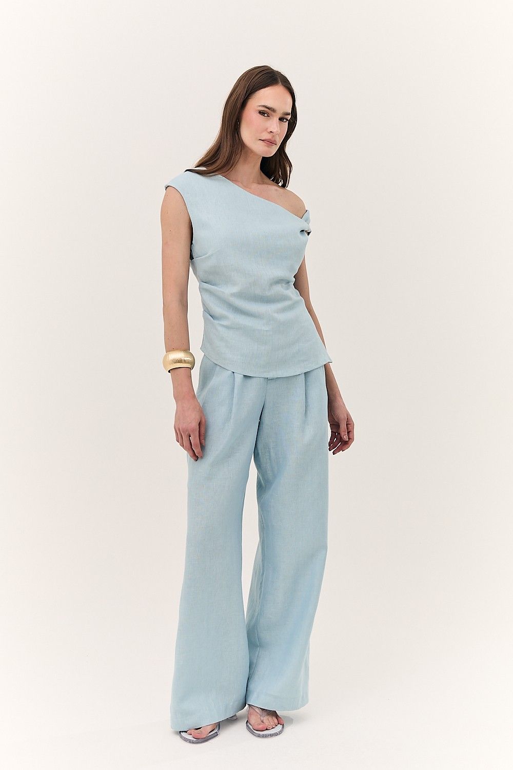 Calça Feminina Pantalona Linho Puro Alba