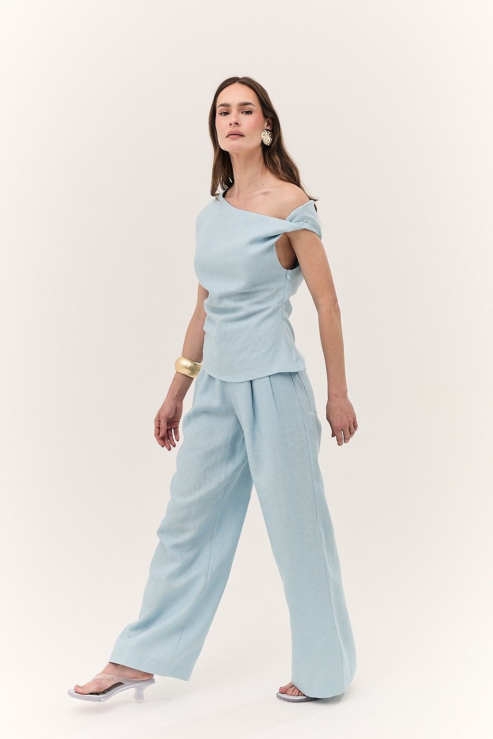 Calça Feminina Pantalona Linho Puro Alba