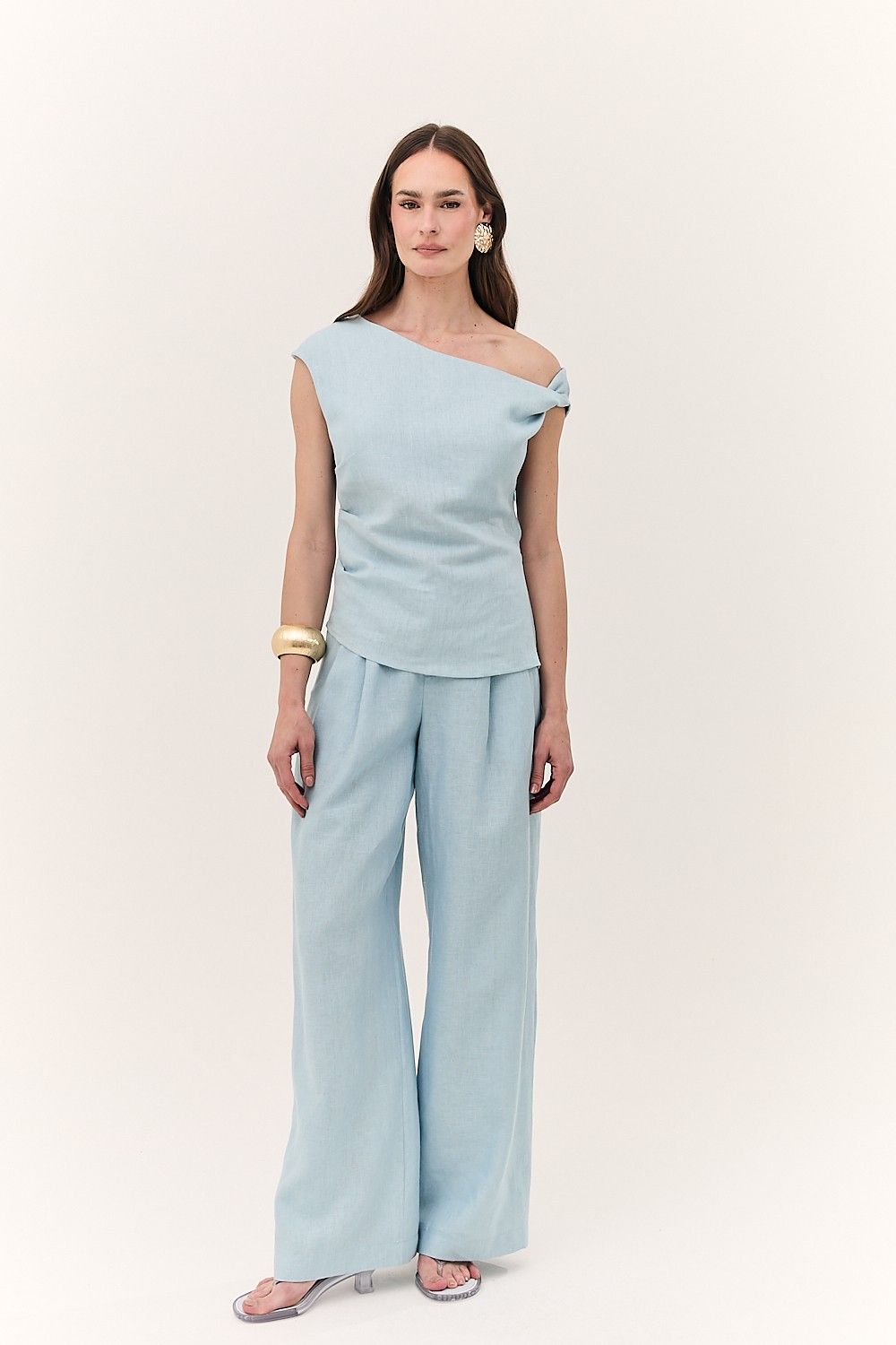 Calça Feminina Pantalona Linho Puro Alba